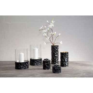 Akola Largemetal Vase In Black And Gold