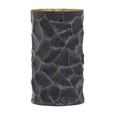 Akola Small Metal Vase In Black And Gold
