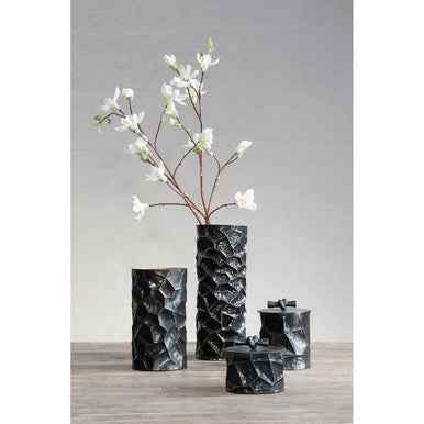 Akola Small Metal Vase In Black And Gold