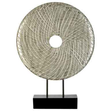 Elementi Round Silver Wooden Sculpture