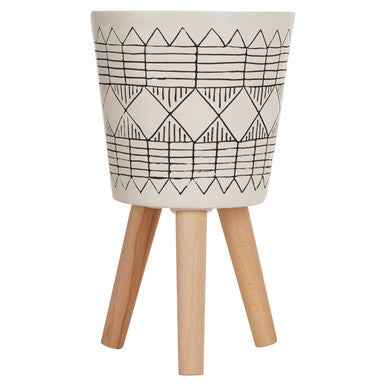 Darnell White And Black Small Planter