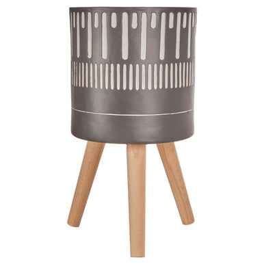 Darnell Large Black And White Finish Planter