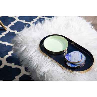 Elva Set Of Two Navy And Gold Trays