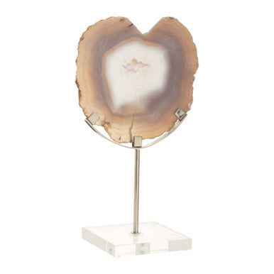 Bowerbird White And Silver Agate Sculpture