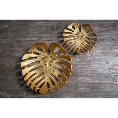 Prato Monstera Small Gold Finish Leaf Dish