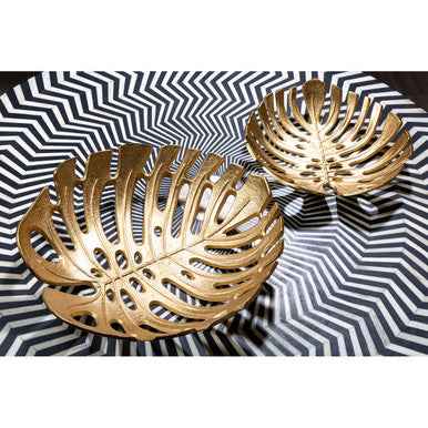 Prato Monstera Small Gold Finish Leaf Dish