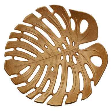 Prato Monstera Large Gold Finish Leaf Dish