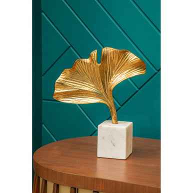 Mirano Gold Finish Ginkgo Sculpture