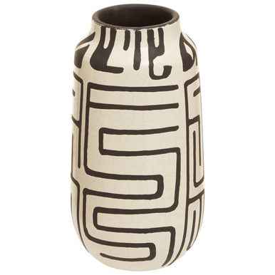 Barren Earthenware White And Black Vase