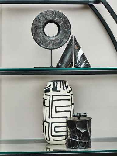 Barren Earthenware White And Black Vase