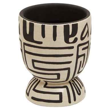 Barren Earthenware White And Black Planter