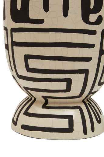 Barren Earthenware White And Black Planter