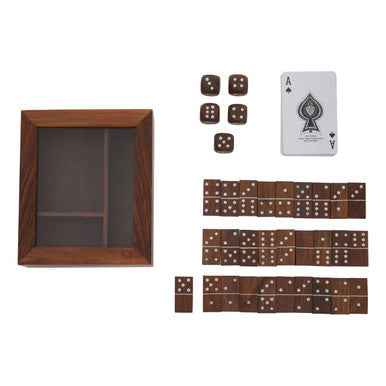 Churchill Games Set With Dominoes Dice and Playing Cards