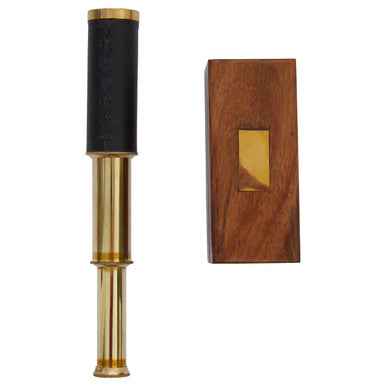 Churchill Brown Leather Effect Telescope With Wooden Box