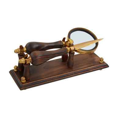 Churchill Brown Mango Wood Magnifying Glass and Letter Opener