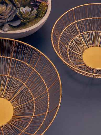 Enzo Set Of Two Gold Wire Bowls
