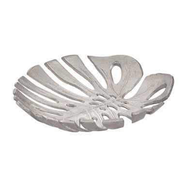 Prato Monstera Small Silver Finish Leaf Dish
