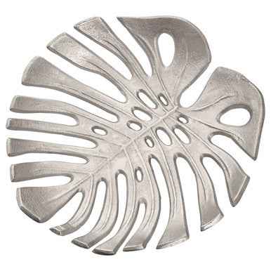 Prato Monstera Large Silver Finish Leaf Dish