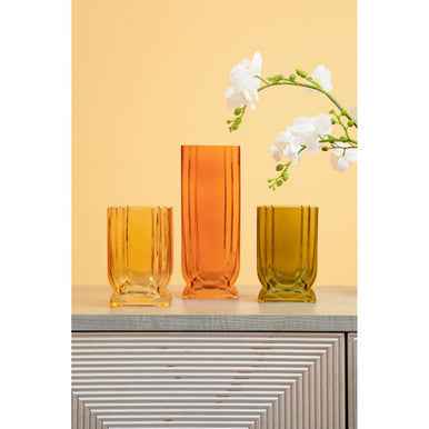 Edan Small Ochre Yellow Glass Vase