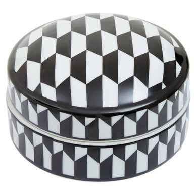 Marlo Small Black and White Geometric Print Ceramic Trinket Box