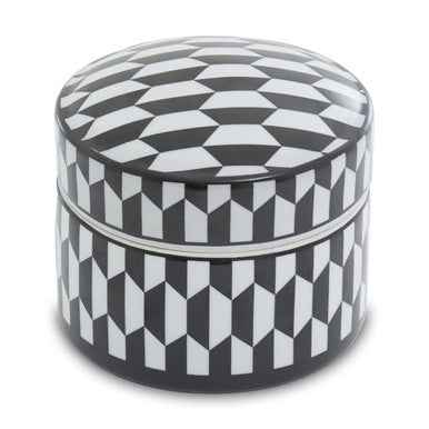 Marlo Large Black and White Geometric Print Ceramic Trinket Box