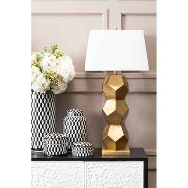 Marlo Small Black And White Geometric Print Ceramic Jar