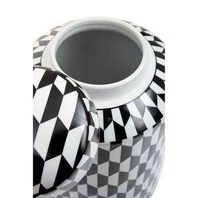 Marlo Small Black And White Geometric Print Ceramic Jar