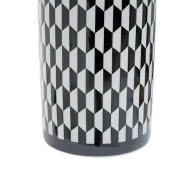 Marlo Small Black And White Geometric Print Ceramic Jar