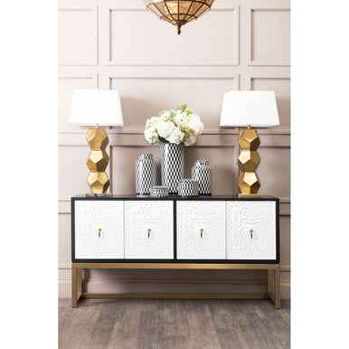 Marlo Large Black And White Geometric Print Ceramic Jar