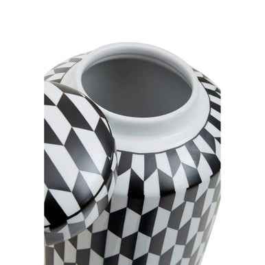 Marlo Large Black And White Geometric Print Ceramic Jar