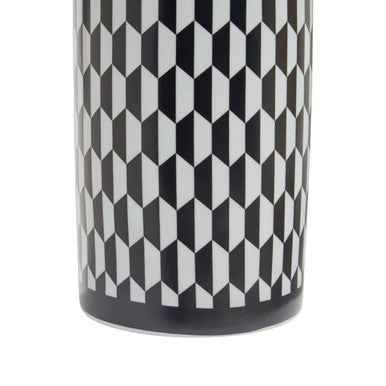 Marlo Large Black And White Geometric Print Ceramic Jar