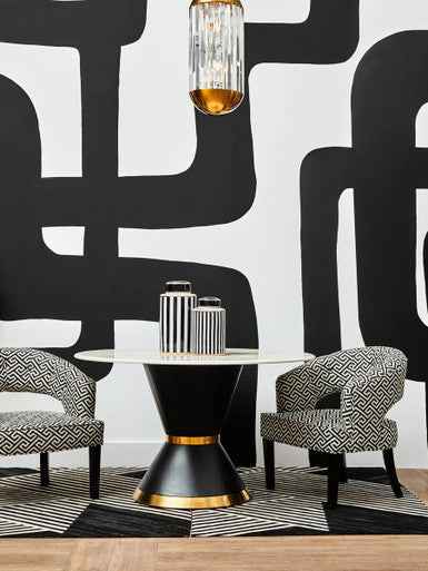 Doria Large Black And White Stripes Ceramic Jar