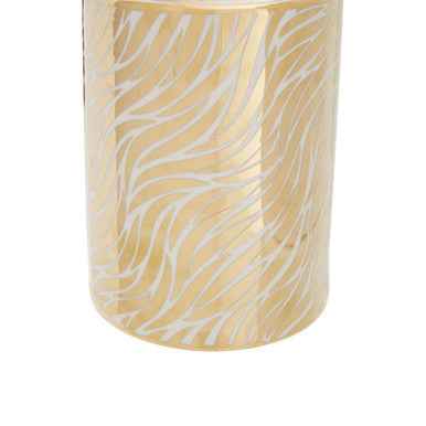 Doria Small White And Gold Finish Ceramic Jar