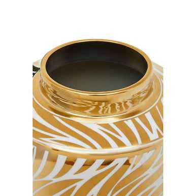 Doria Large White And Gold Finish Ceramic Jar