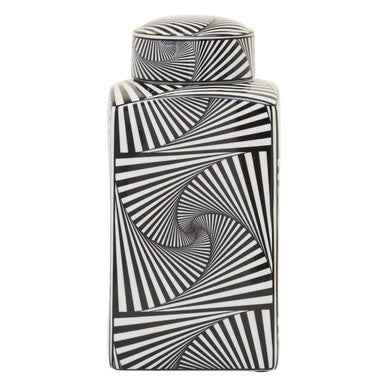 Doria Small Black And White Ceramic Jar