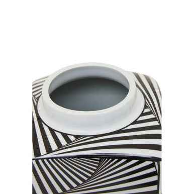 Doria Small Black And White Ceramic Jar