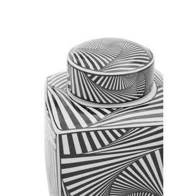 Doria Large Black And White Ceramic Jar