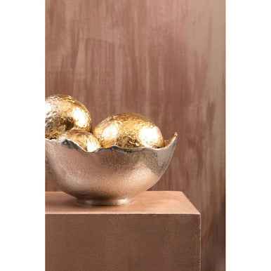 Dion Set Of Three Ombre Silver and Gold Finish Deco Balls