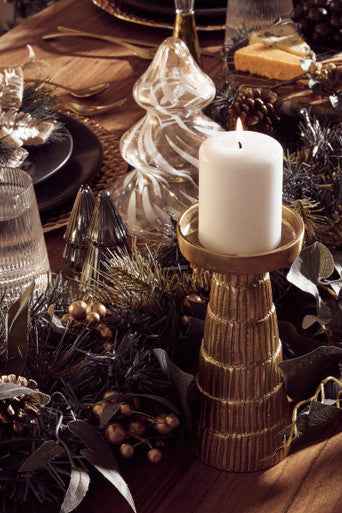 Deomali Small Gold Finish Candle Holder