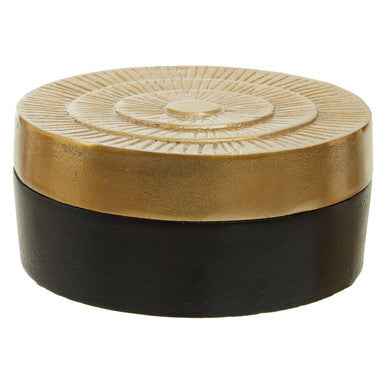 Deomali Large Two Toned Black and Gold Round Box