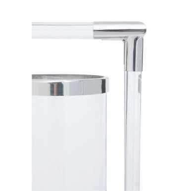 Lucita Double Silver Steel And Acrylic Candle Holder