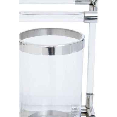 Lucita Double Silver Steel And Acrylic Candle Holder
