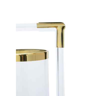 Lucita Double Candle Holder in Gold Finish and Acrylic