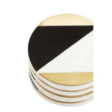 Omari Set of 4 Black and White Marble Gold Inlay Coasters