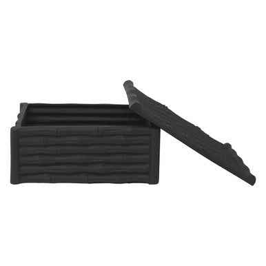 Hiba Large Black Finish Bamboo Effect Trinket Box