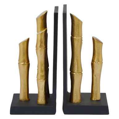 Hiba Set Of Two Gold Finish Bamboo Effect Bookends
