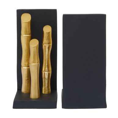 Hiba Set Of Two Gold Finish Bamboo Effect Bookends