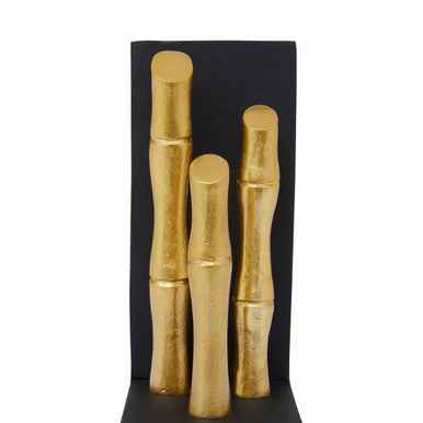 Hiba Set Of Two Gold Finish Bamboo Effect Bookends