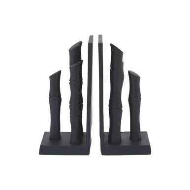 Hiba Set Of Two Black Finish Bamboo Effect Bookends