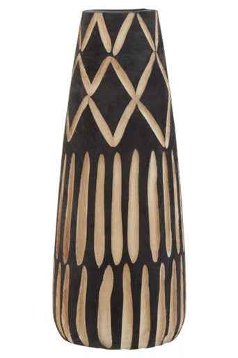 Arlo Small Engraved Wooden Vase.